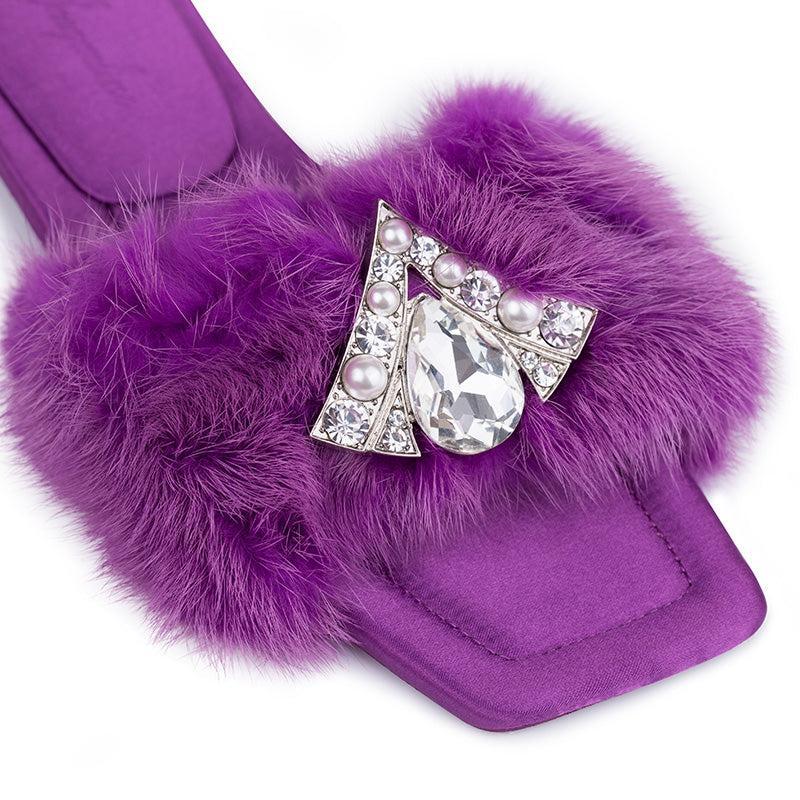 Chantal Fur Sandals (Purple) (Final Sale) Product Image