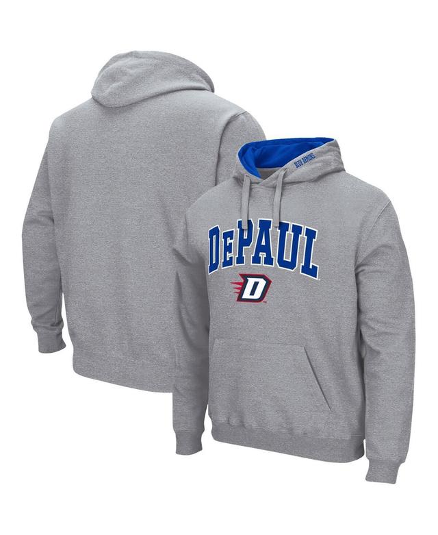 Mens Colosseum Heathered Gray DePaul Blue Demons Arch & Logo 3.0 Pullover Hoodie Product Image