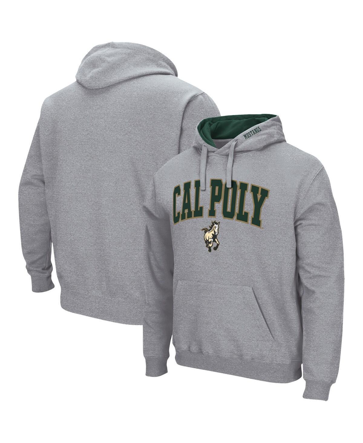 Mens Colosseum Heathered Gray Cal Poly Mustangs Arch and Logo Pullover Hoodie Product Image