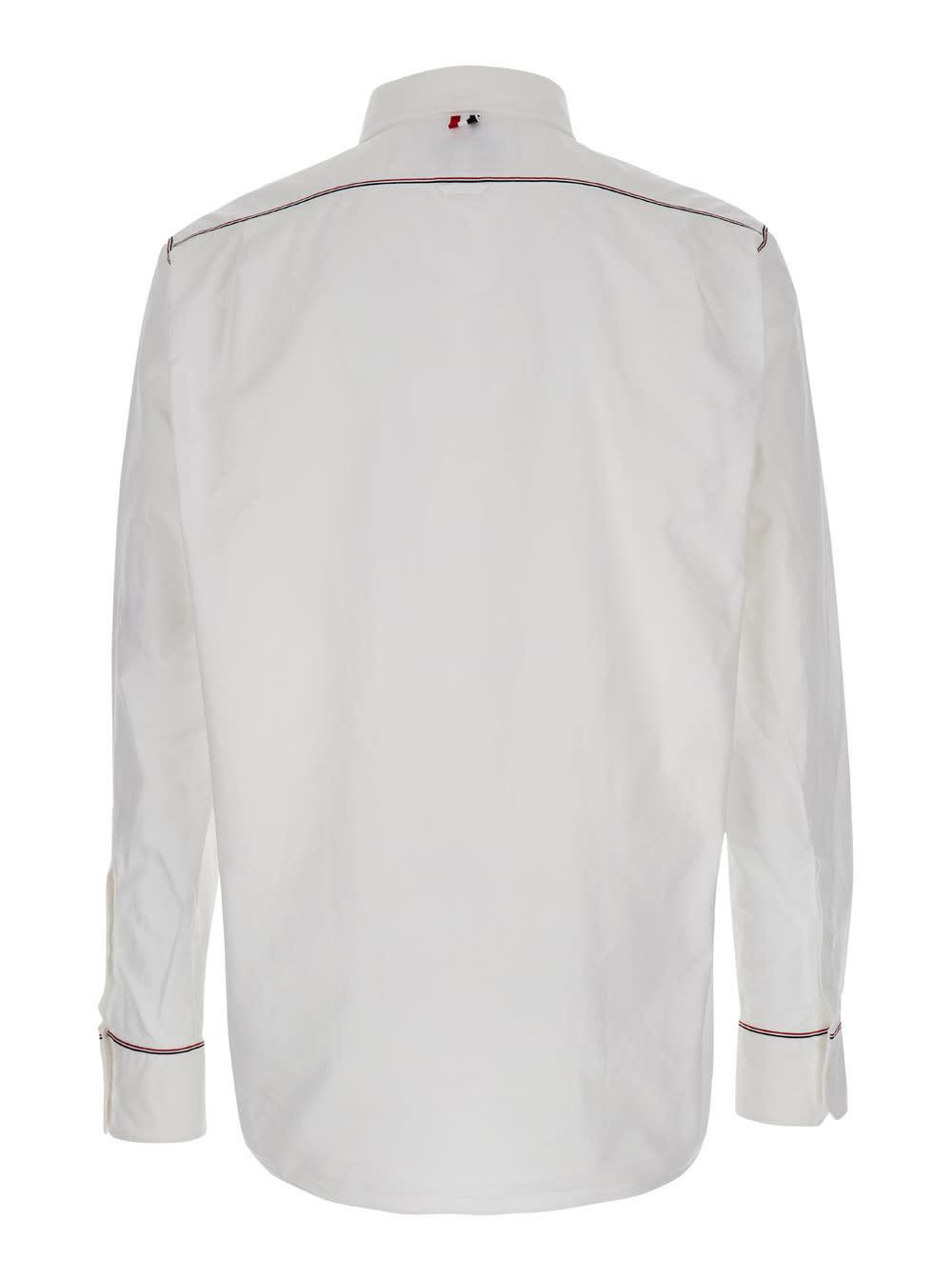 THOM BROWNE Straight Fit Bd L/s Shirt W/ Gg Framing In Oxford In White Product Image