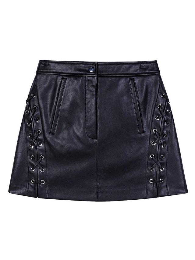 Maje Jilace Leather Lace Up Mini Skirt Product Image