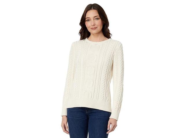 L.L.Bean Petite Soft Cotton Fisherman Crew Neck (Cream) Women's Clothing Product Image