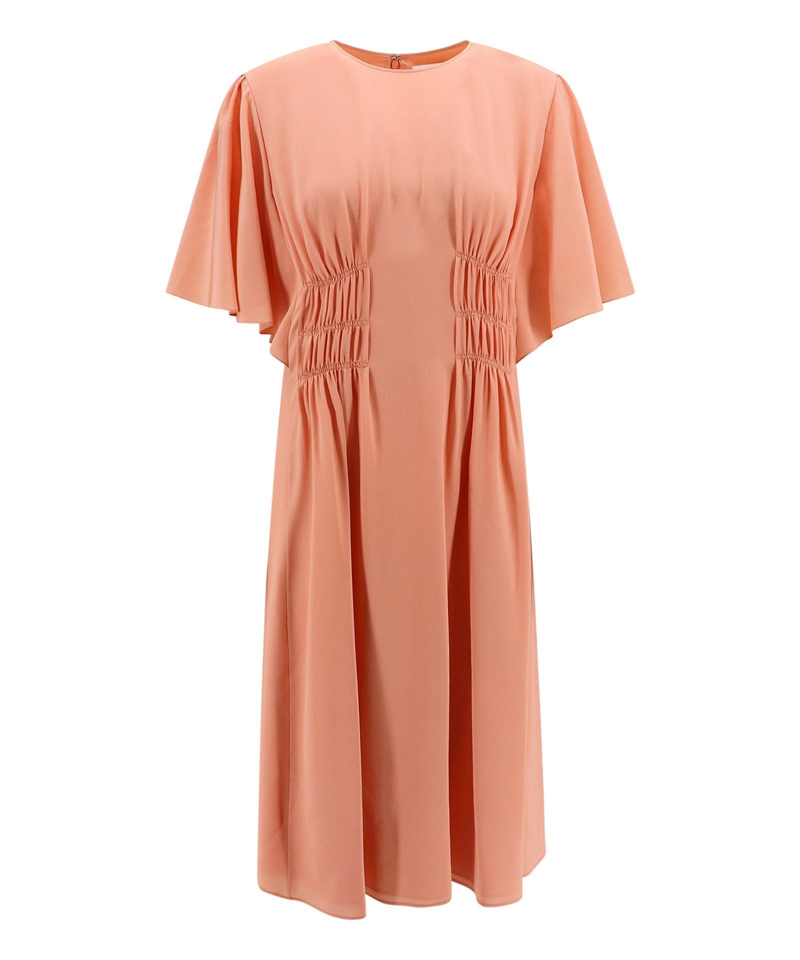 CHLOÉ Silk Dress With Frontal Drapery In Pink Product Image