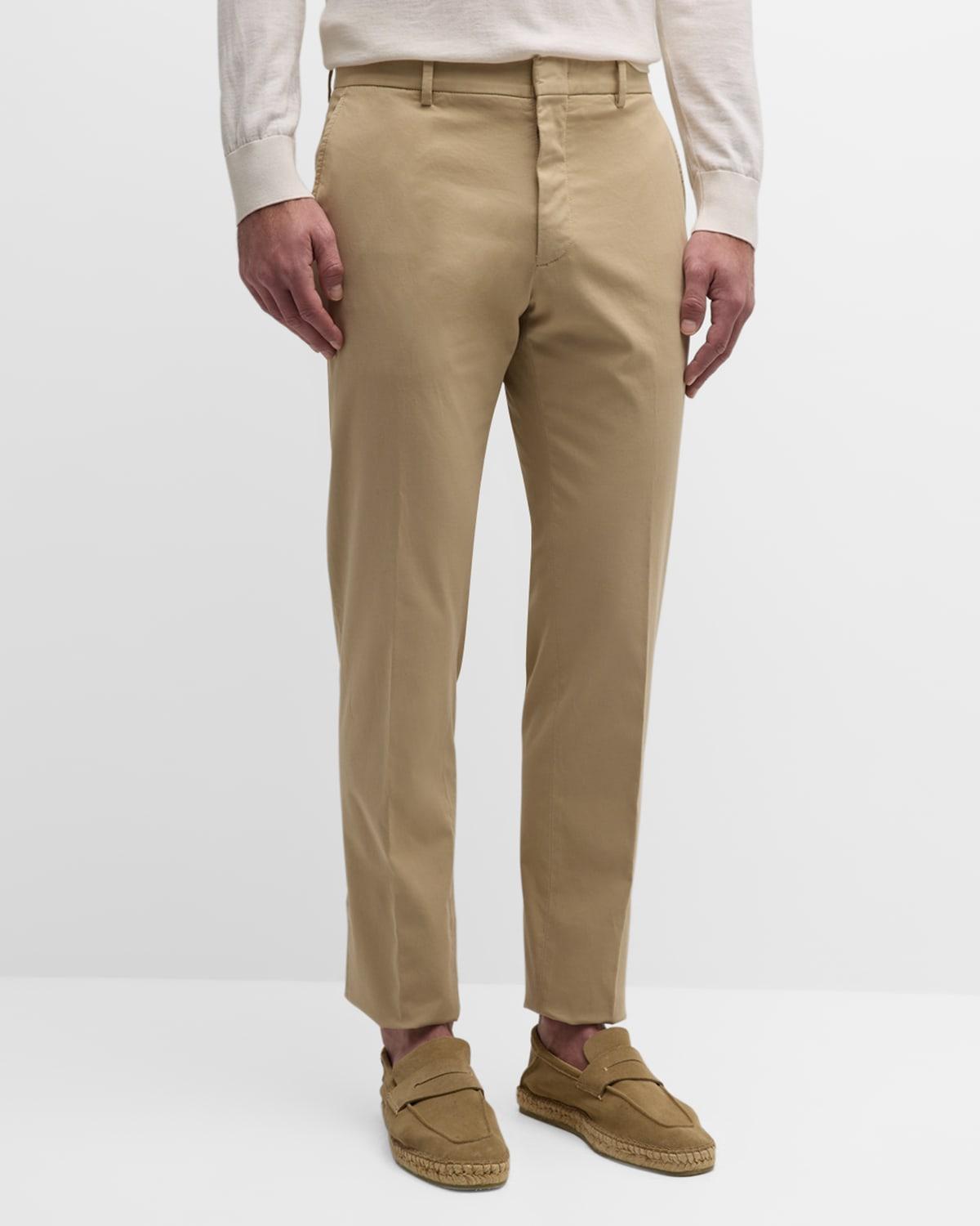 Mens Flat-Front Cotton Pants Product Image