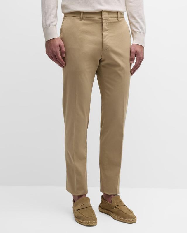 Mens Flat-Front Cotton Pants Product Image