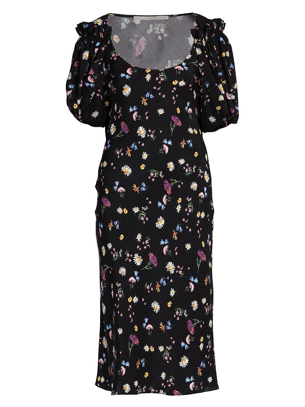 Womens Disty Draped Floral Midi-Dress Product Image