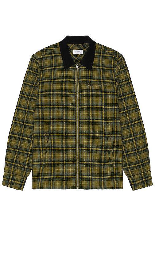 SATURDAYS NYC Ryan Zip Front Flannel Shirt Green. (also in ). Product Image