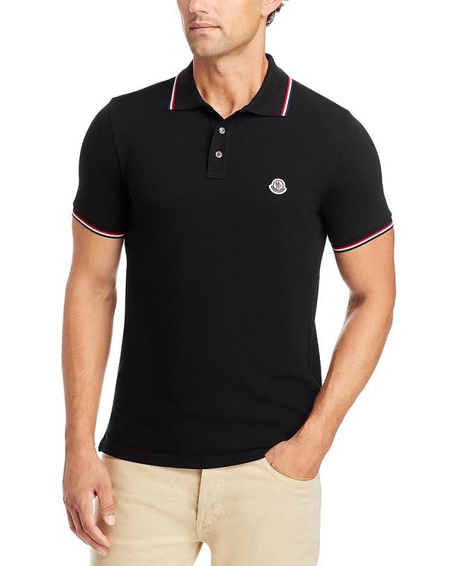 Moncler Tipped Logo Embossed Cotton Piqu Polo Product Image