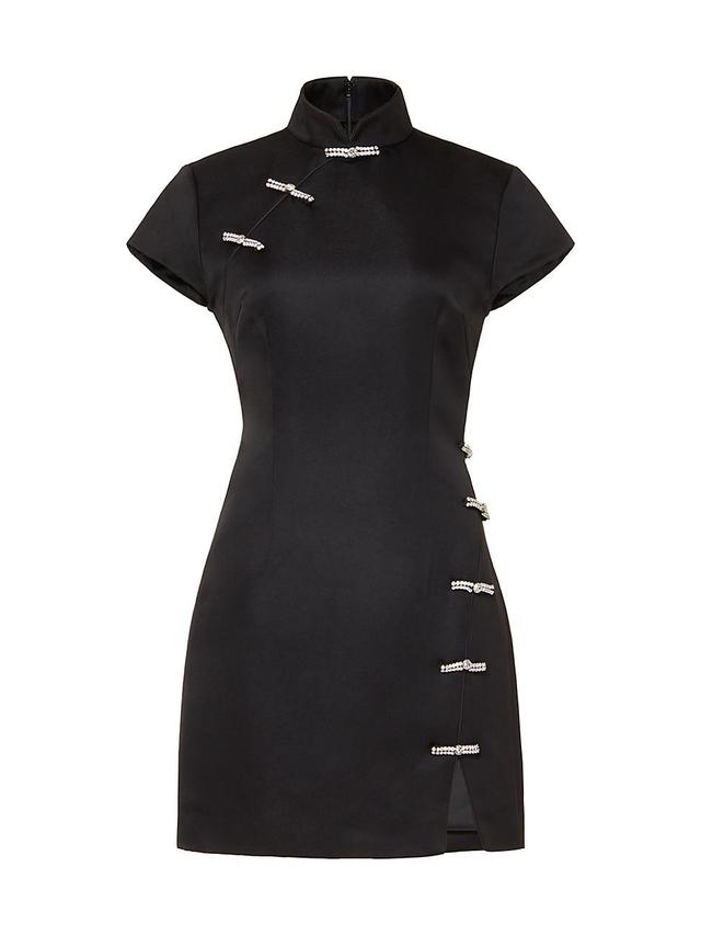 Womens Ivy Satin Crystal-Fastener Minidress Product Image