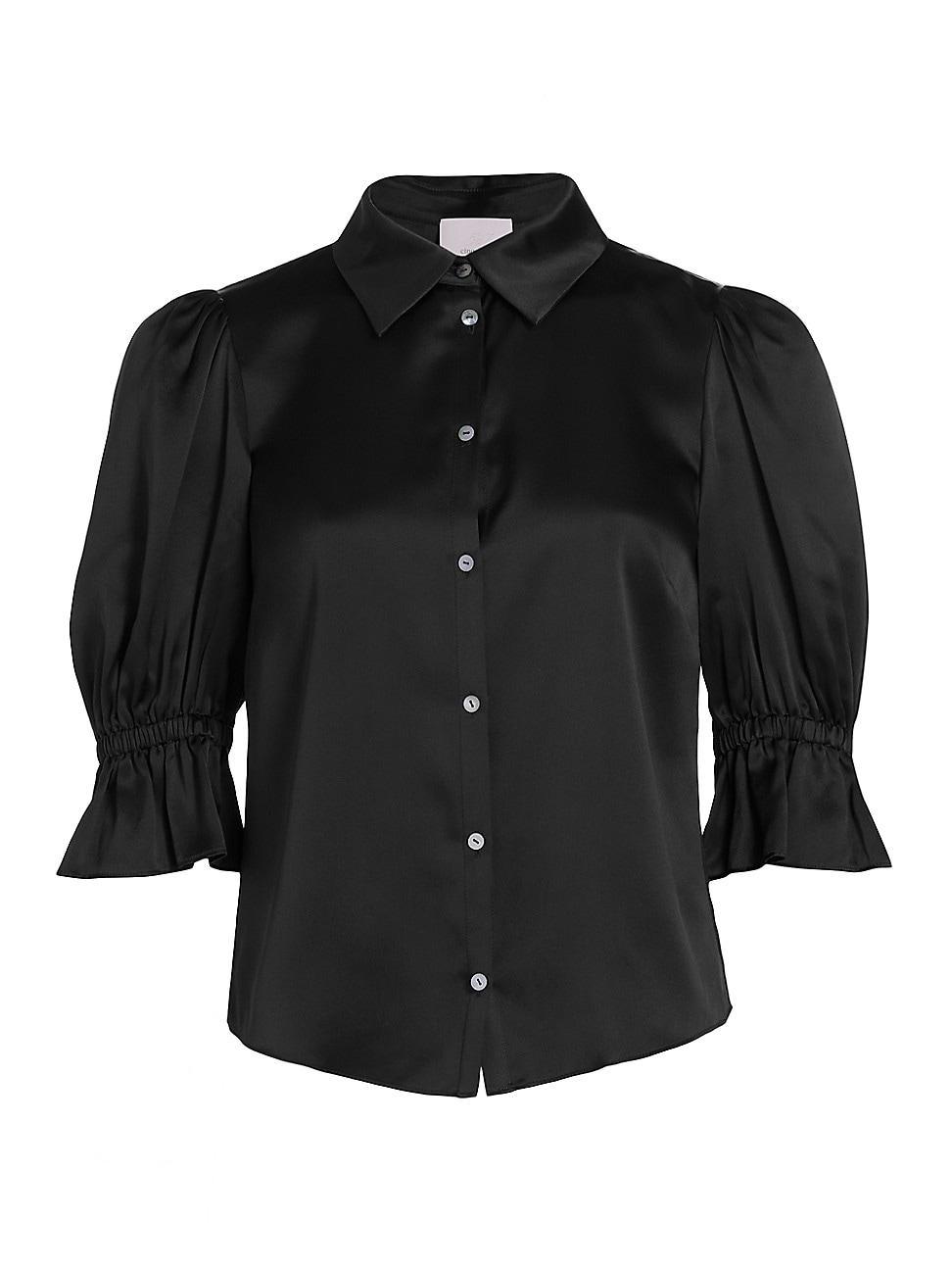 Womens Fiona Silk Puff-Sleeve Blouse Product Image