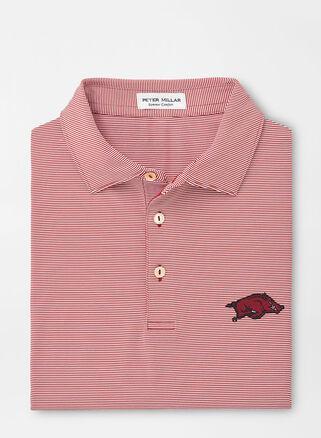 Peter Millar Mens Arkansas Jubilee Stripe Performance Polo | Color: Crimson | Size: 3XL Product Image