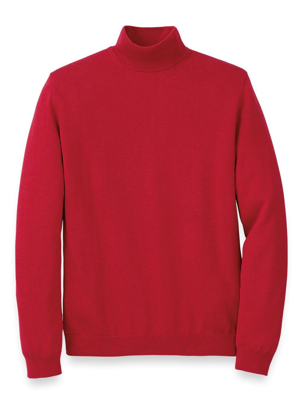 Supima Cotton Mock Neck Sweater - Red Product Image