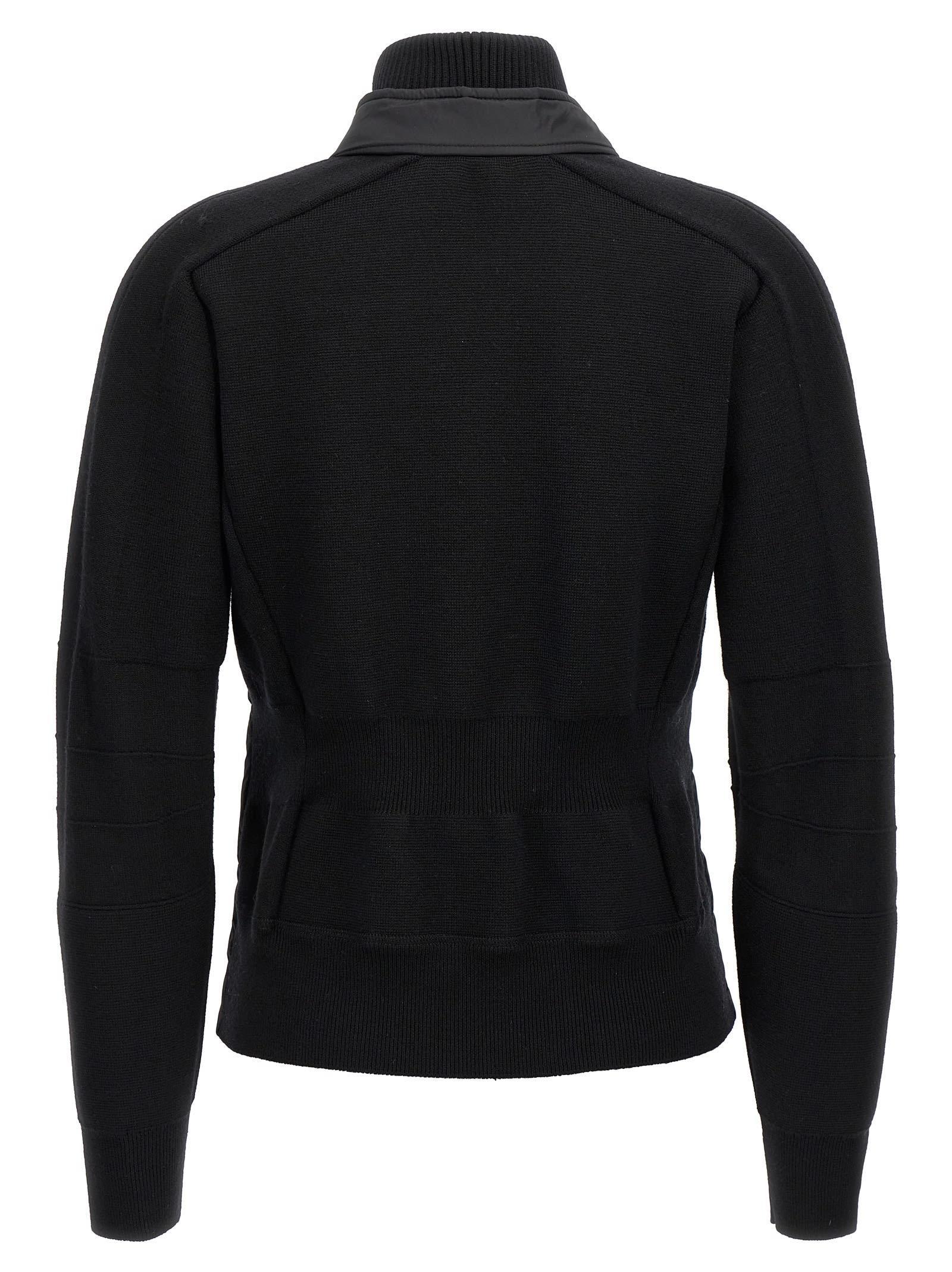 MONCLER Two-material Cardigan Sweater, Cardigans Black Product Image