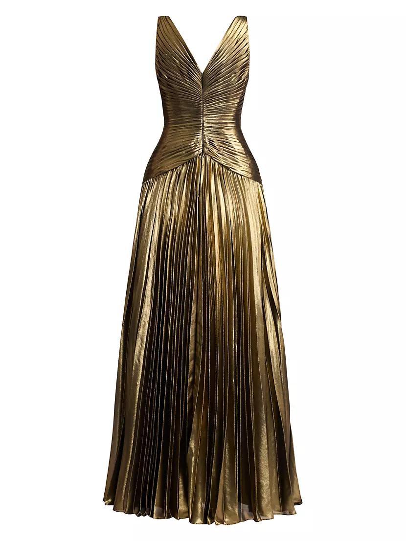 Pleated Metallic Chiffon Gown Product Image