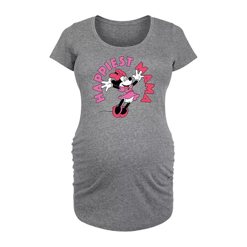 Disneys Minnie Mouse Maternity Happiest Mama Graphic Tee, Womens Grey Gray Product Image