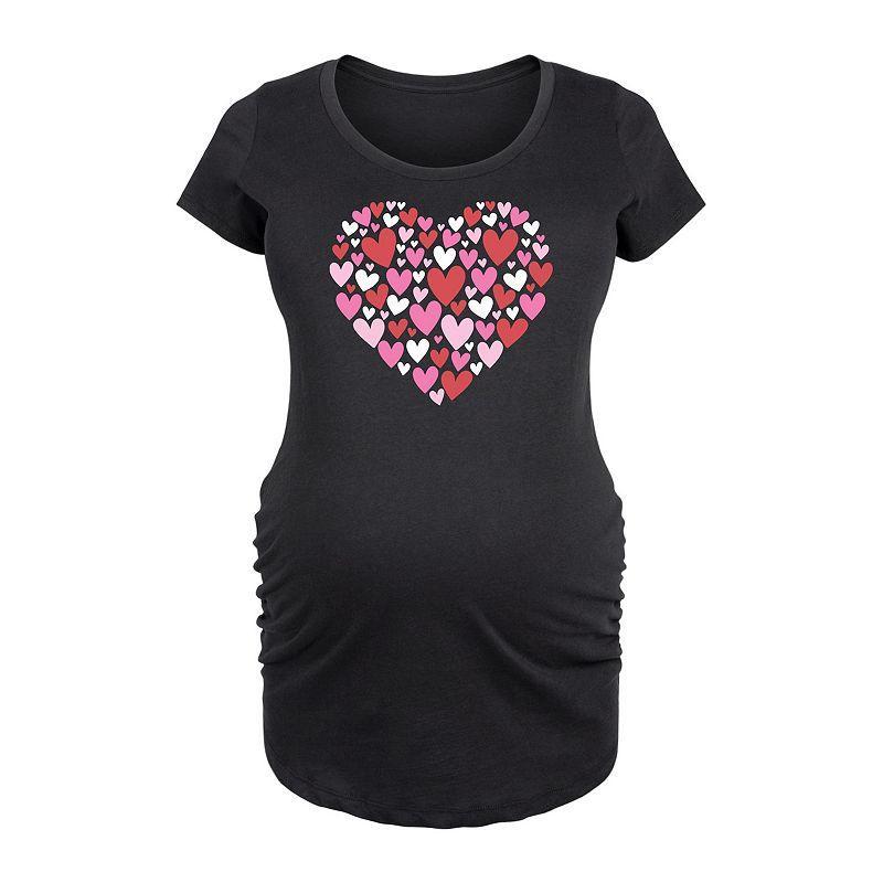 Maternity Hearts in Heart Pattern Graphic Tee, Womens Blue Product Image