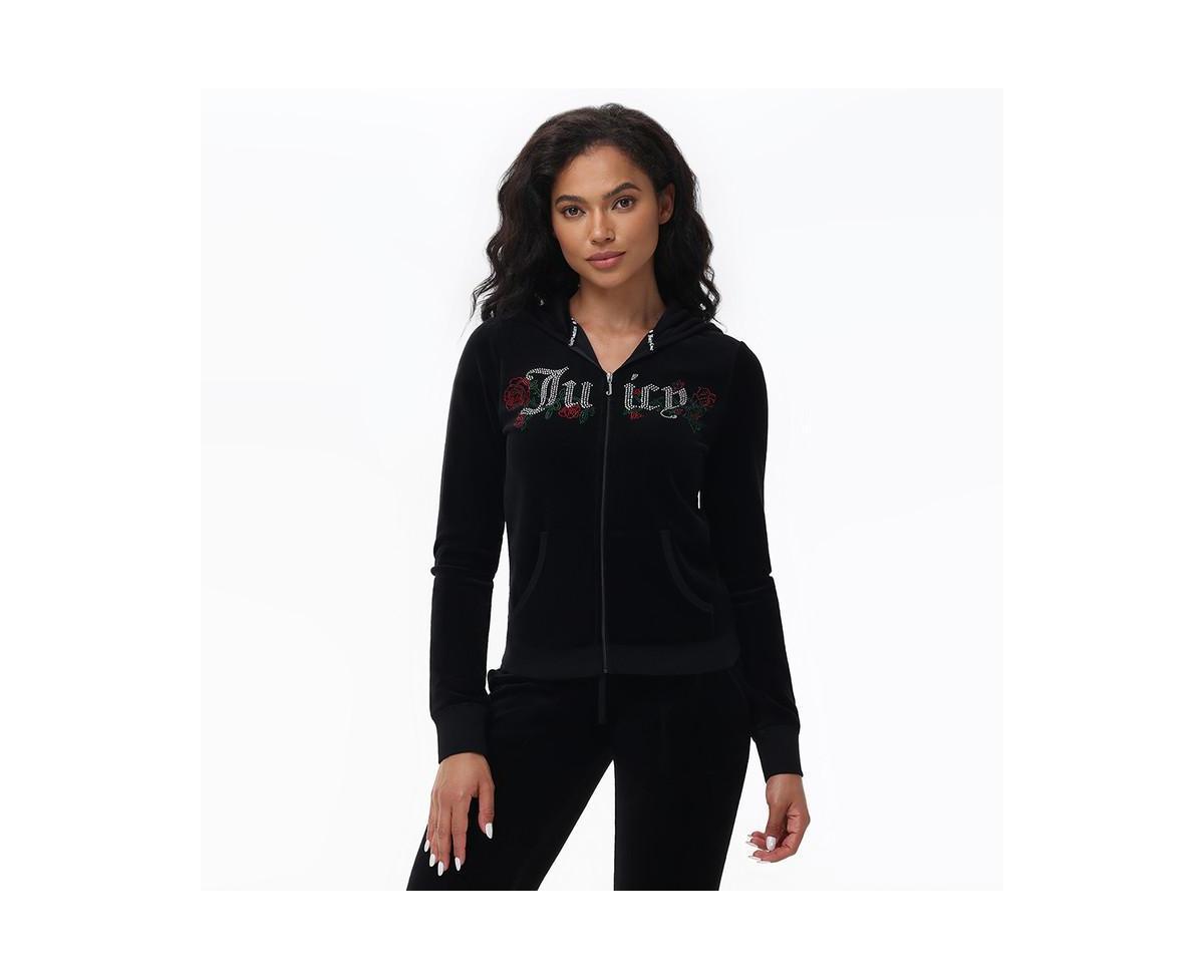 Juicy Couture Womens Juicy Roses Cotton Velour Hoodie Product Image