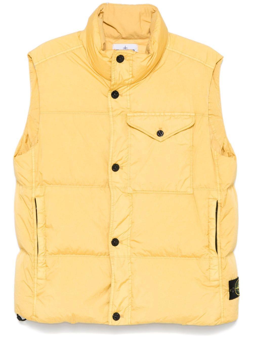 STONE ISLAND Crinkled Gilet In Yellow Product Image