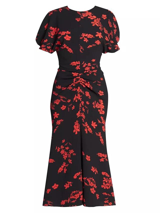 Floral Gathered Waist Midi-Dress Product Image