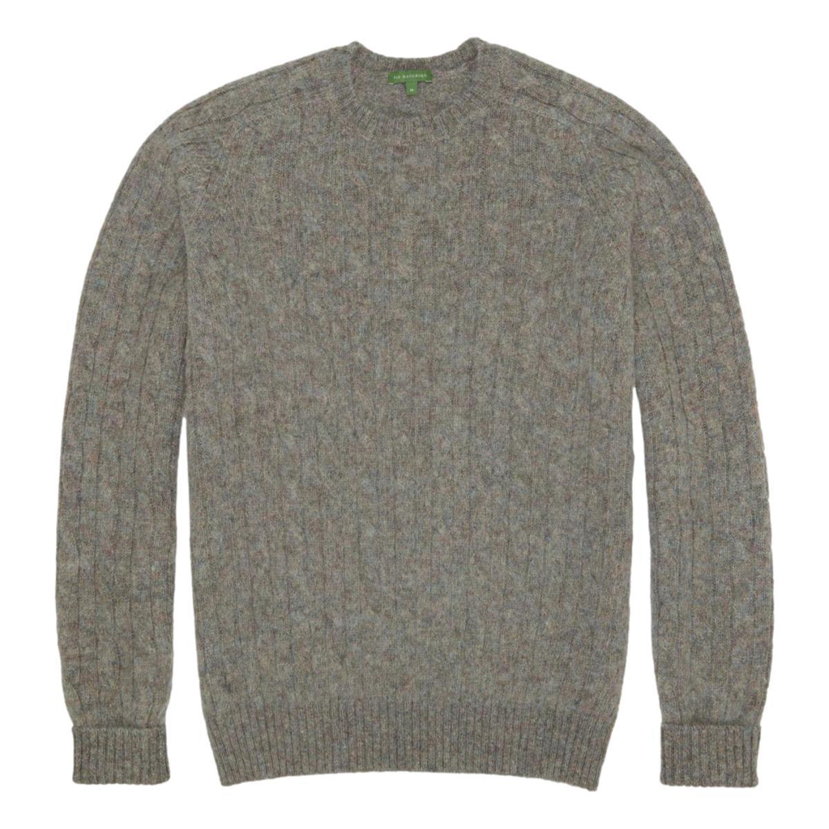 Washed Cable Crewneck Sweater Mist Rustic Wool Product Image