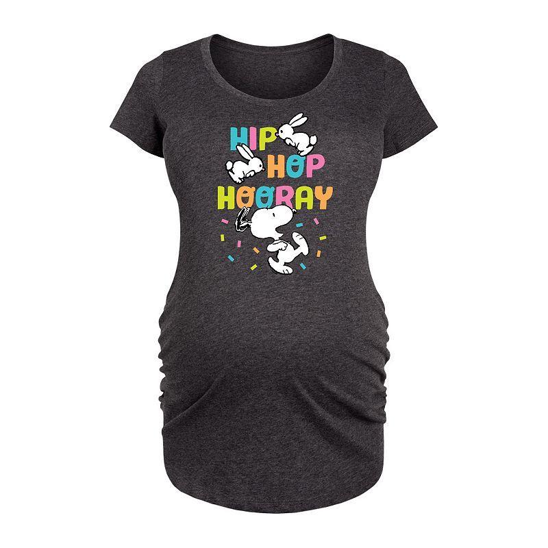 Maternity Peanuts Snoopy Hip Hop Hooray Graphic Tee, Womens Heather Grey Product Image