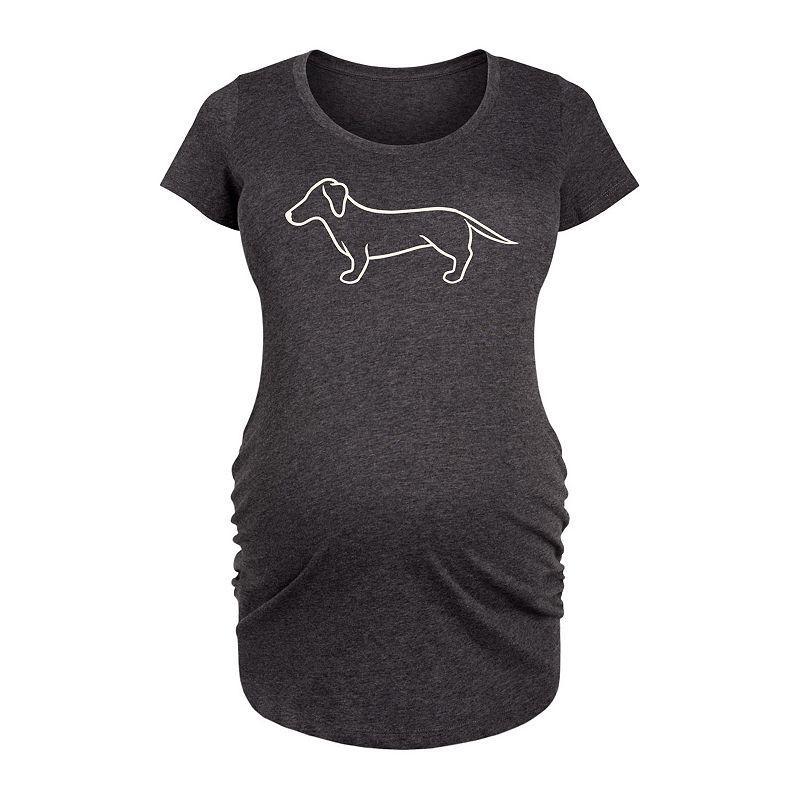 Maternity Dachshund Line Drawing Graphic Tee, Womens Heather Grey Product Image