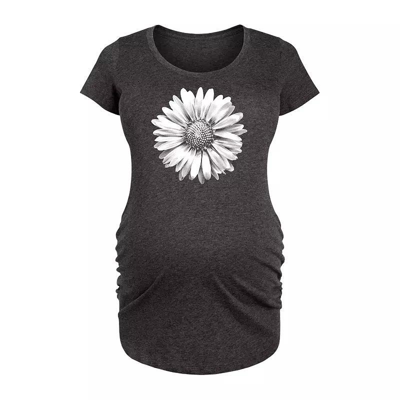 Maternity White Daisy Graphic Tee, Womens Grey Heather Product Image