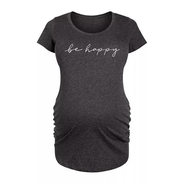 Maternity Be Happy Script Graphic Tee, Womens Blue Product Image