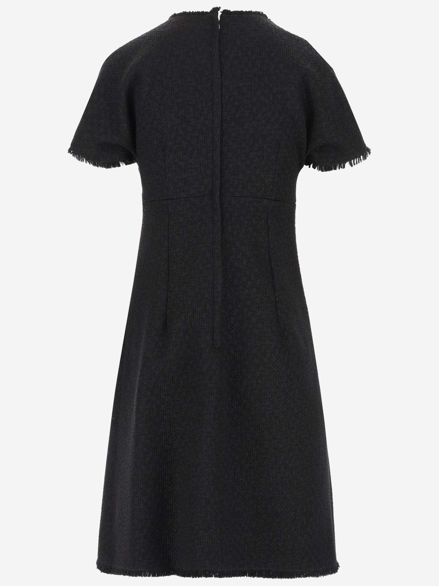 DOLCE & GABBANA Tweed Short Sleeves Dress In Black   Product Image