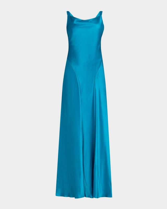 Cowl-Neck Sleeveless Satin Gown Product Image