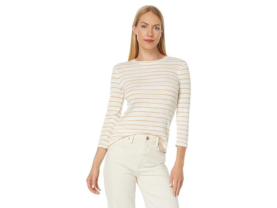 Vince Striped 3/4 Sleeve Tank (Off-White/Papaya) Women's Clothing Product Image