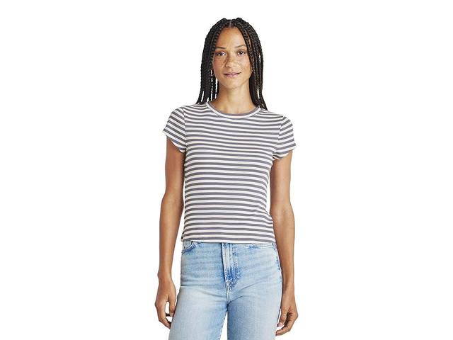 Splendid Benson Striped Short Sleeve Crew Tee (Ash Navy/Moonstone) Women's Clothing Product Image