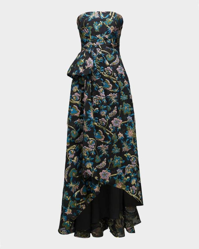 Alice High-Low Strapless Floral Jacquard Gown Product Image