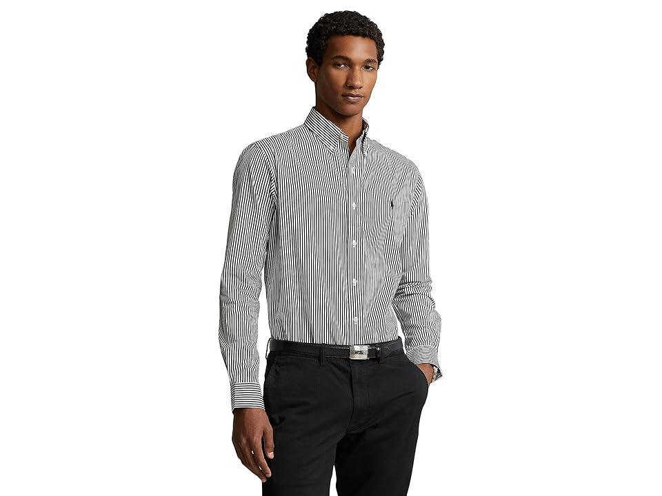 Polo Ralph Lauren Classic Fit Striped Stretch Poplin Shirt (4655S Polo Black Men's Clothing Product Image