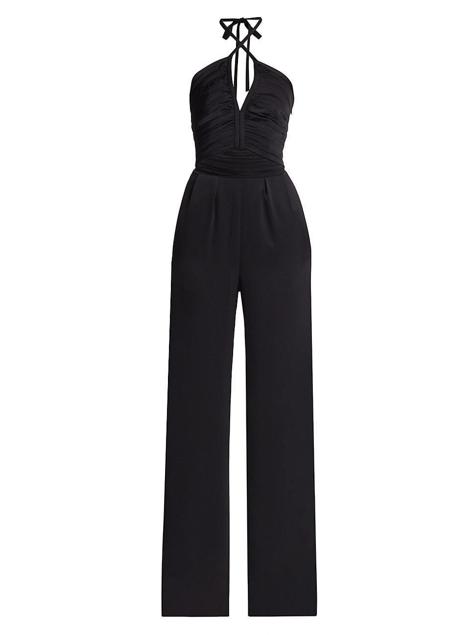 Womens Maddy Smocked Satin Wide-Leg Jumpsuit product image