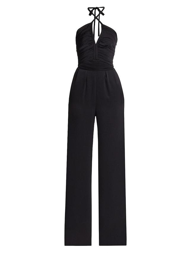 Womens Maddy Smocked Satin Wide-Leg Jumpsuit Product Image