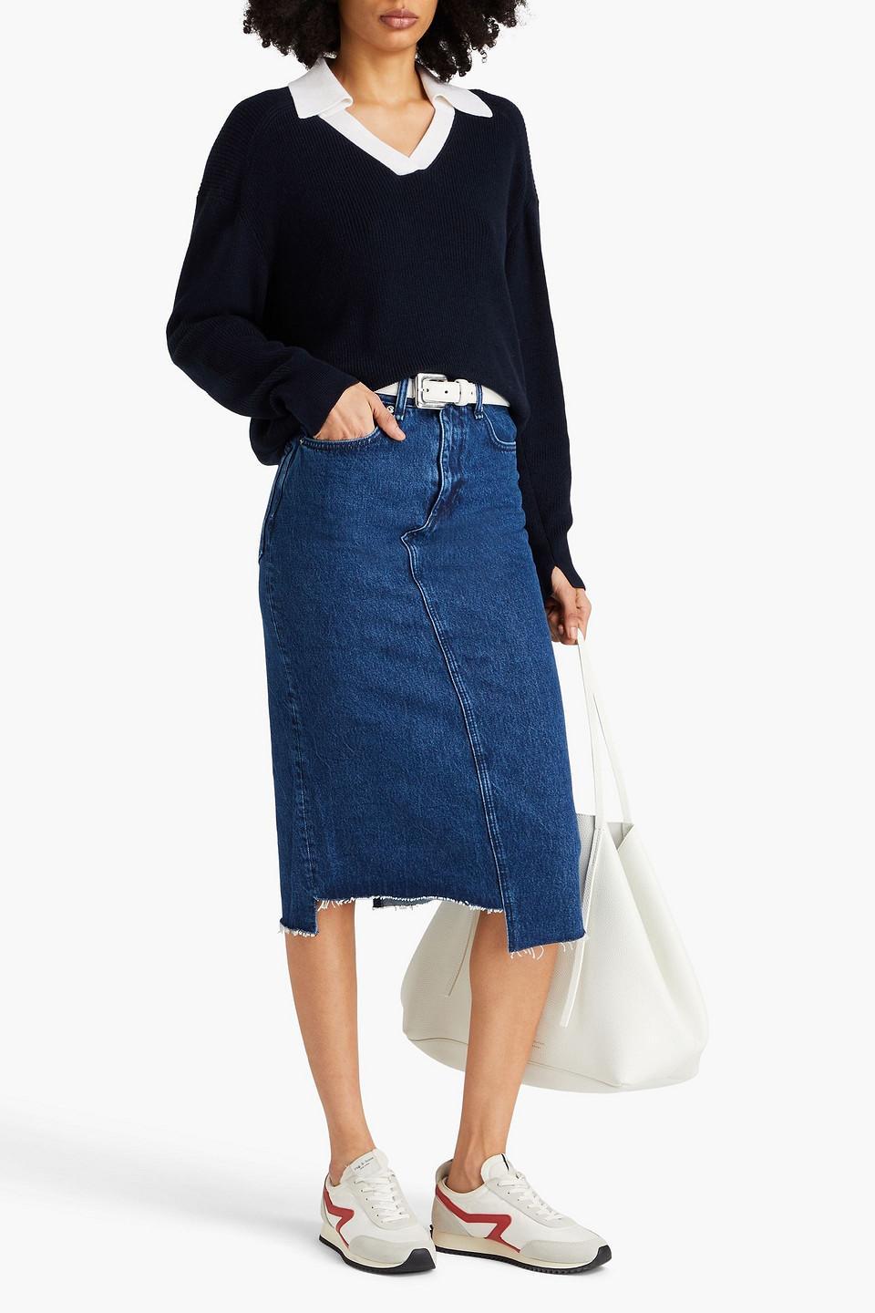 RAG & BONE Sukato Denim Midi Skirt In Dark Denim Product Image