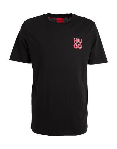 HUGO BOSS Cotton-jersey T-shirt With Stacked Logo Print In Black Product Image