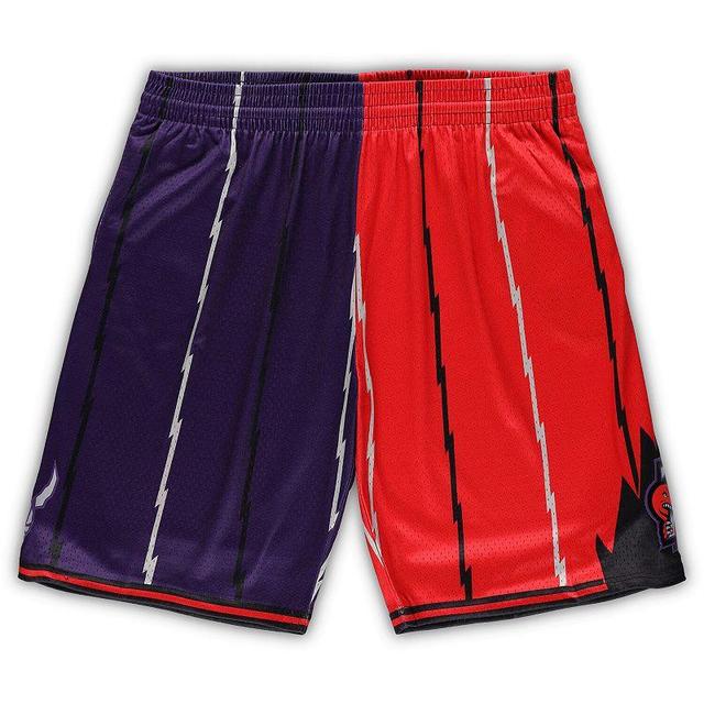 Mens Mitchell & Ness Purple/Red Toronto Raptors Big & Tall Hardwood Classics Split Swingman Shorts Product Image