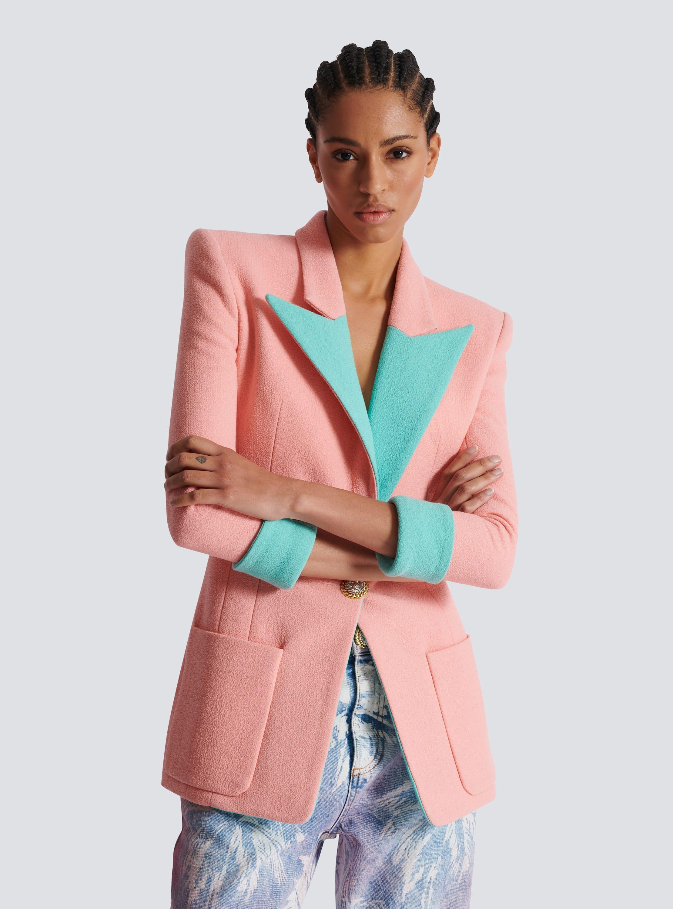 1-button double crepe two-tone jacket Product Image