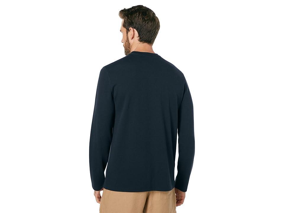 Vince Double Knit Long Sleeve Henley (Coastal/Smoke ) Men's Clothing Product Image