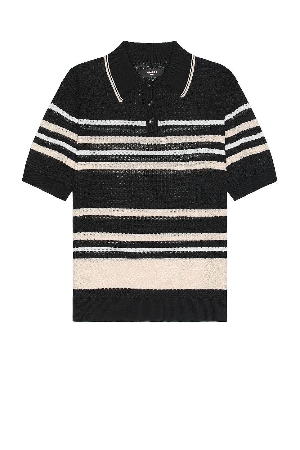 Amiri Striped Polo in Black Product Image