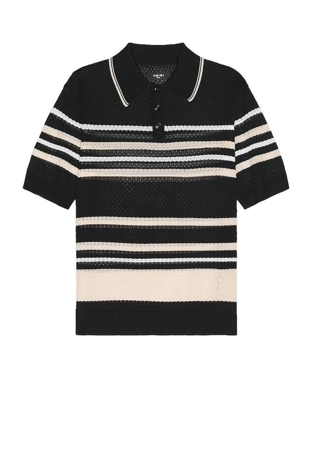 Amiri Striped Polo in Black Product Image