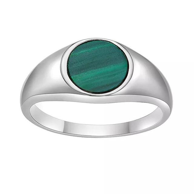 Gemminded Sterling Silver Malachite Signet Ring, Womens Product Image