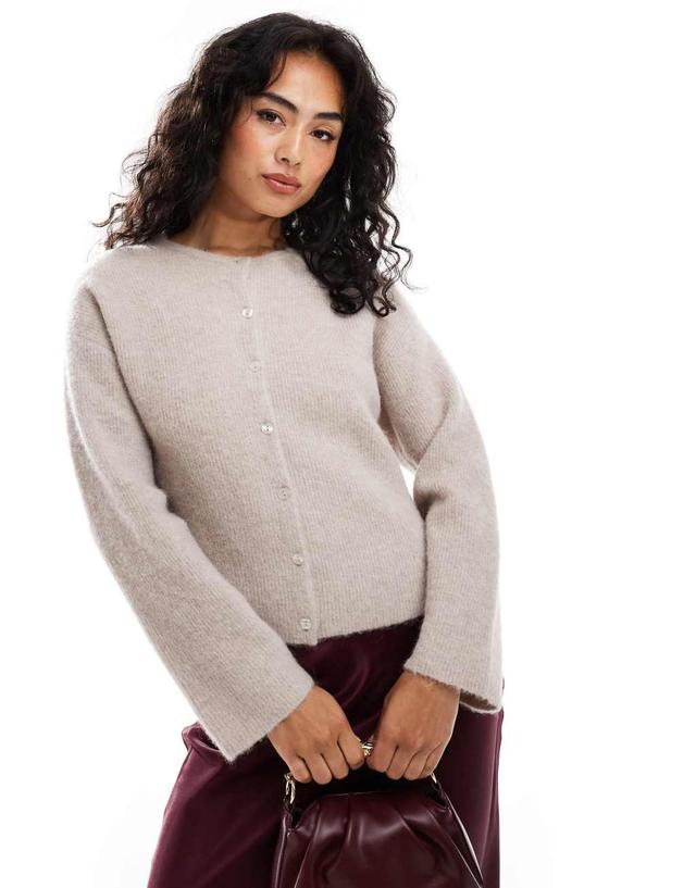 & Other Stories alpaca and wool cardigan with button front in light mole Product Image