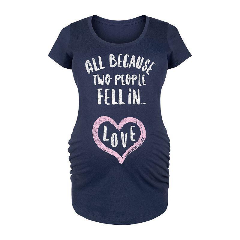 Maternity All Because Two Fell in Love Graphic Tee, Womens Blue Product Image