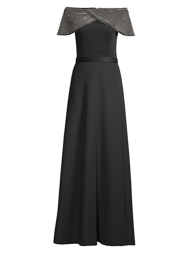 Womens Crystal Off-The-Shoulder Gown Product Image