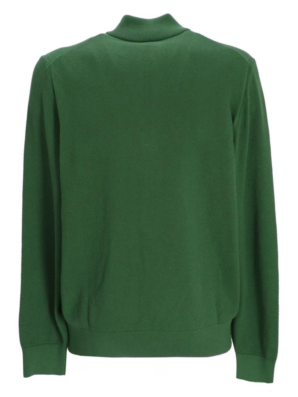 HUGO BOSS Half-zip Cotton Jumper In Green Product Image