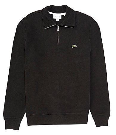 Lacoste Long Sleeve Solid 1/4 Zip Interlock Ribbed Sweatshirt Men's Clothing Product Image