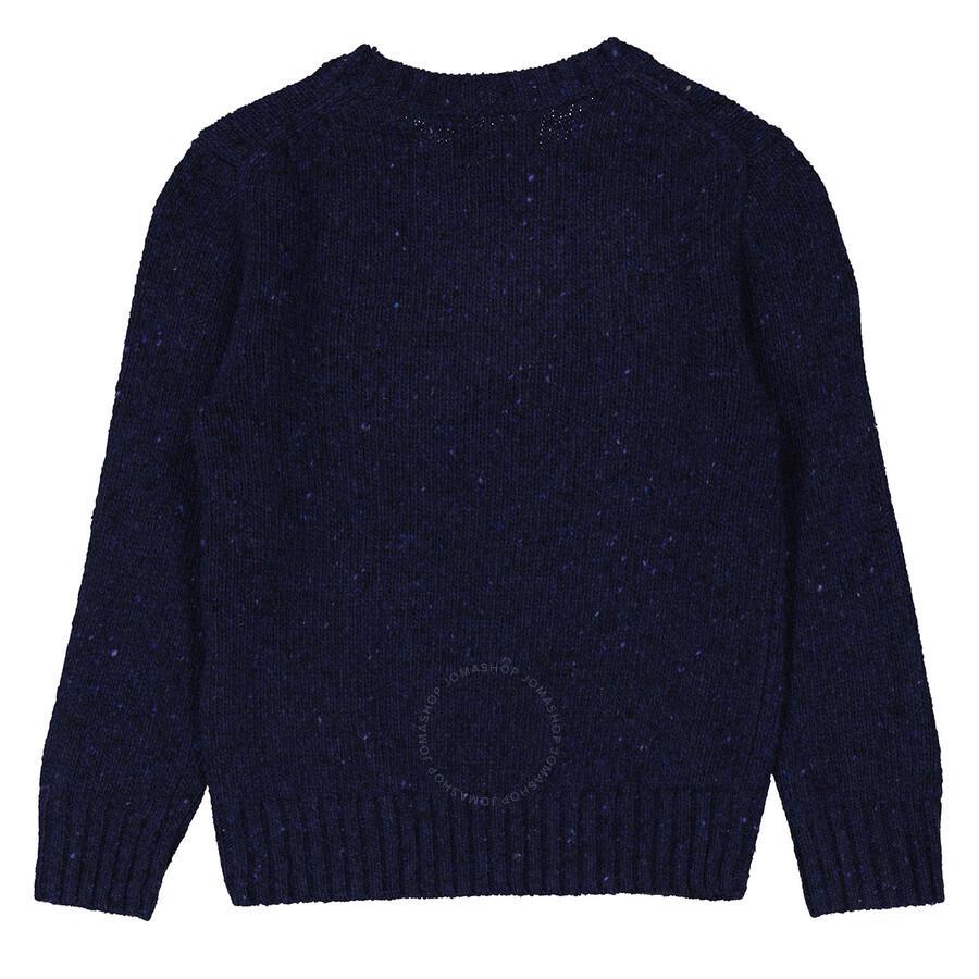 Navy Logo Intarsia-knit Wool-blend Sweater In Blue Product Image